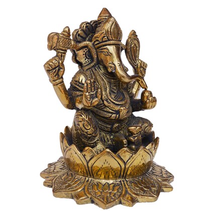 Ganesha Sitting on Lotus Statue