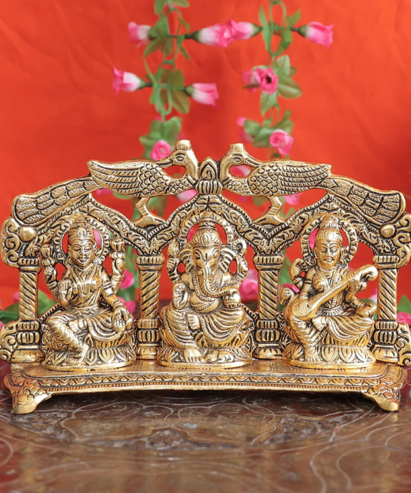 Lakshmi Ganesha Saraswati Decorative Idol Panel