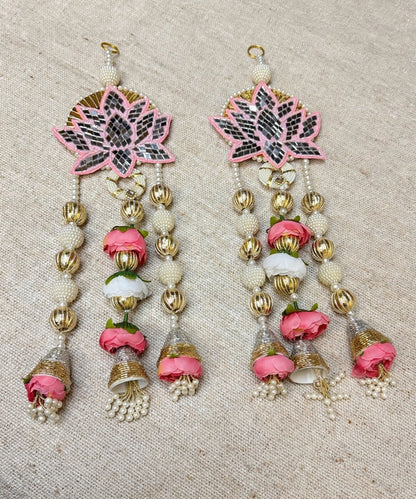 Pink Lotus Pearl Wall Hanging Pair