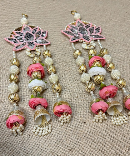 Pink Lotus Pearl Wall Hanging Pair