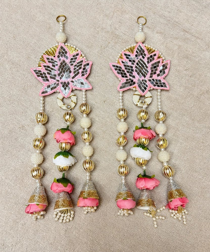 Pink Lotus Pearl Wall Hanging Pair