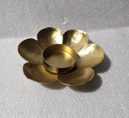 Lotus Golden Tea Light Candle Holders Pair  - Diameter - 9 cm