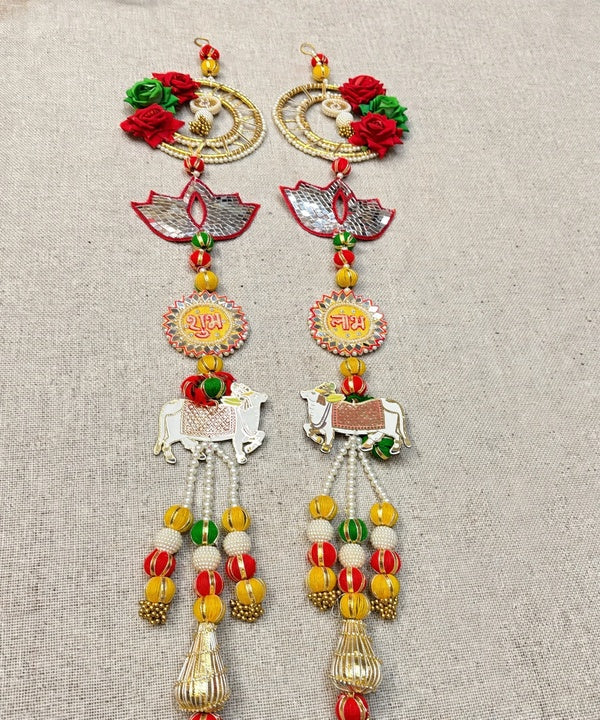Pichwai Cow Shubh Labh Door Hanging Pair