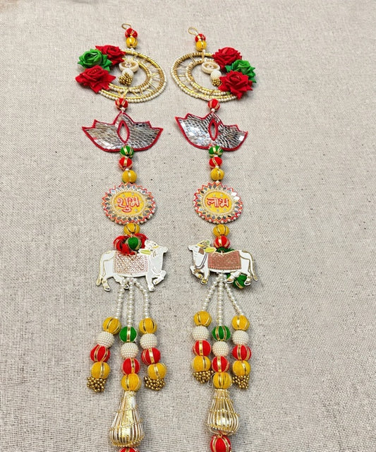 Pichwai Cow Shubh Labh Door Hanging Pair