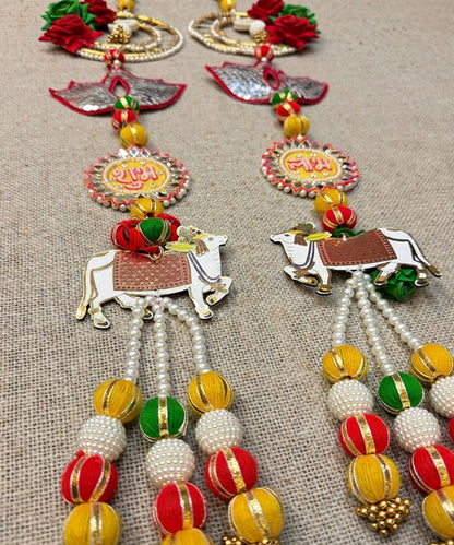 Pichwai Cow Shubh Labh Door Hanging Pair