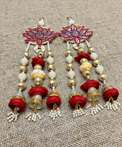 Red Lotus Pearl Wall Hanging Pair