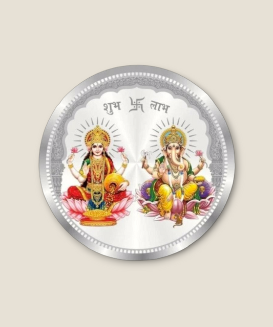 10gm Pure Silver Lakshmi Ganesha Printed Coin – A Blessing of Prosperity & Wisdom