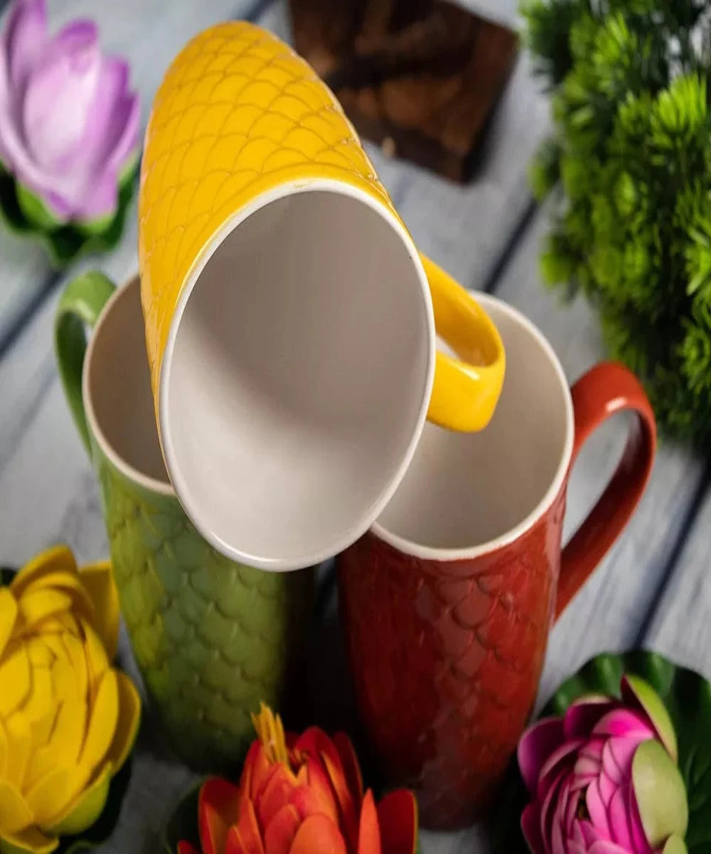 Multicolor Ceramic Coffe Cup Set of 6, Tea/Coffe Mug, Decorative Serving Cups