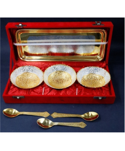Dry Fruit Bowl & Spoon Gift Set | Set of 3 Bowls with 3 Spoons in Velvet Gift Box