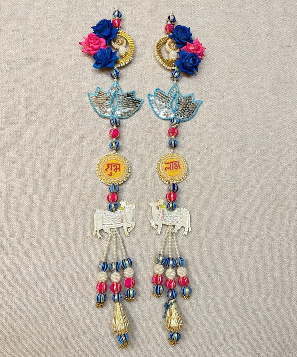 Pichwai Cow Shubh Labh Door Hanging Pair