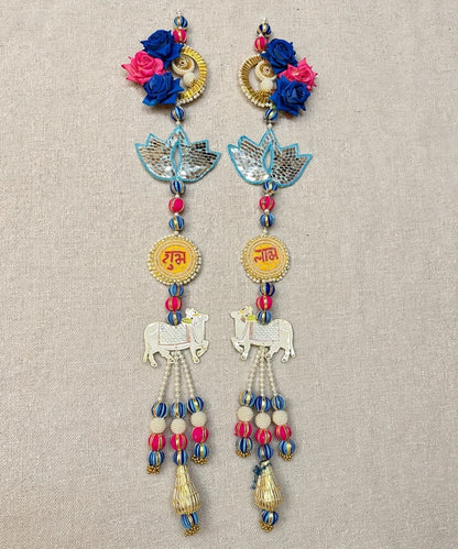 Pichwai Cow Shubh Labh Door Hanging Pair