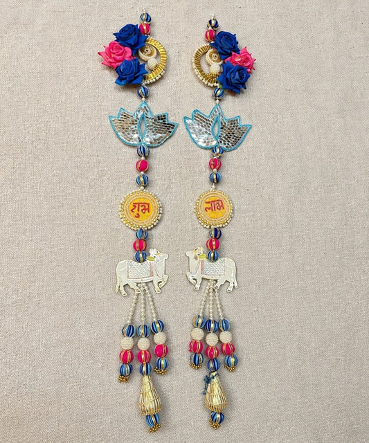 Pichwai Cow Shubh Labh Door Hanging Pair
