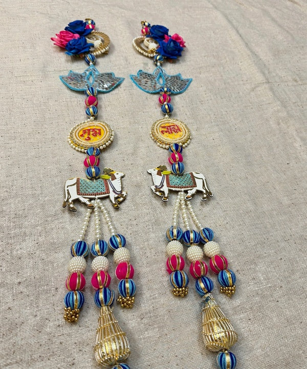 Pichwai Cow Shubh Labh Door Hanging Pair