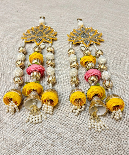 Yellow Lotus Pearl Wall Hanging Pair