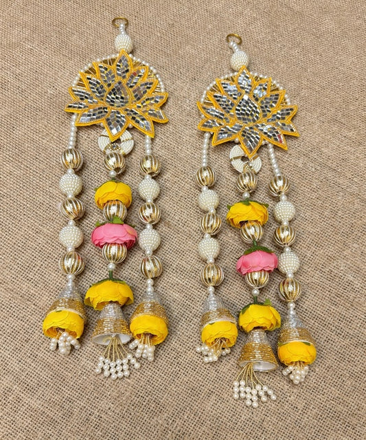 Yellow Lotus Pearl Wall Hanging Pair